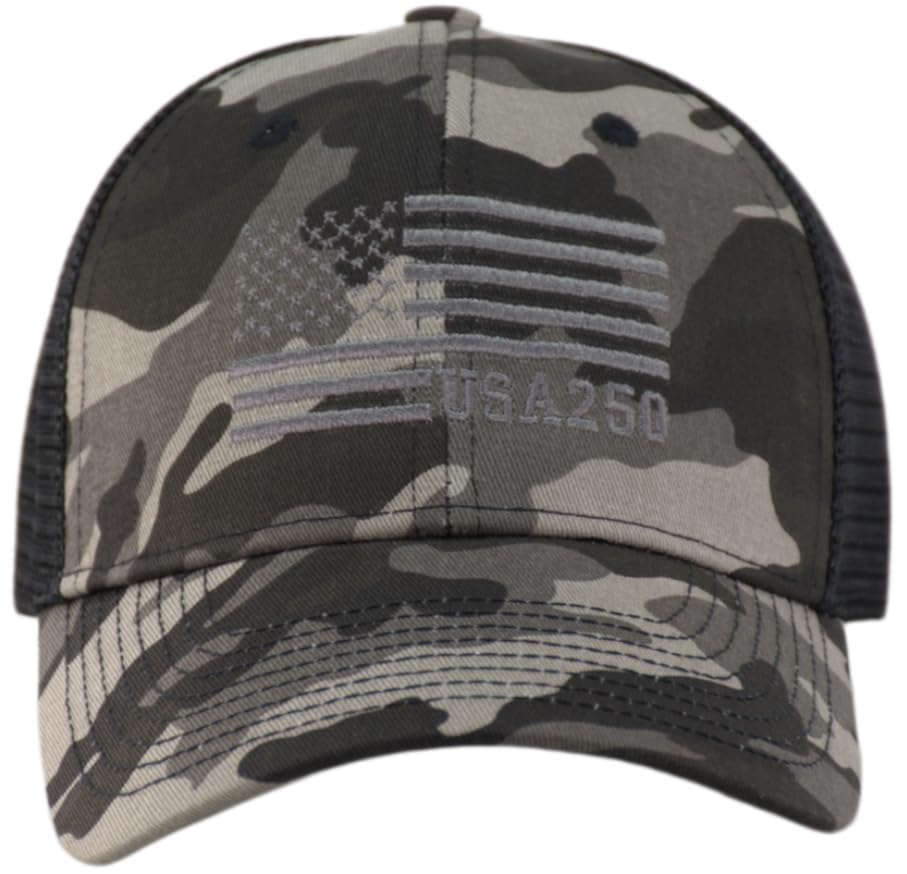 Image of American Flag Trucker Cap, Regular & XL-3XL, Big Head Snapback Patriotic Baseball Hat (Up to Size 8)