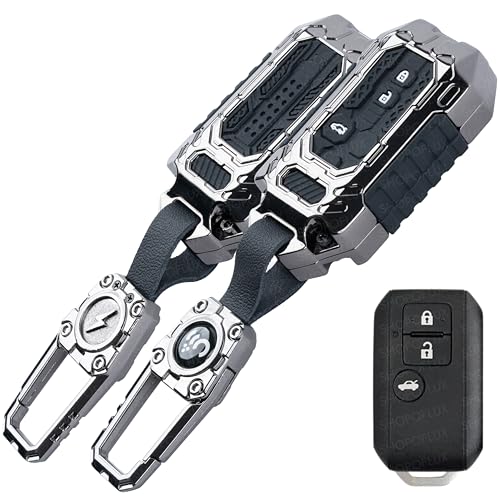 Image of SHOPOFLUX Metal key Cover Compatible with Suzuki Dzire | Ertiga 3 button smart key (Black) (Pack 1)