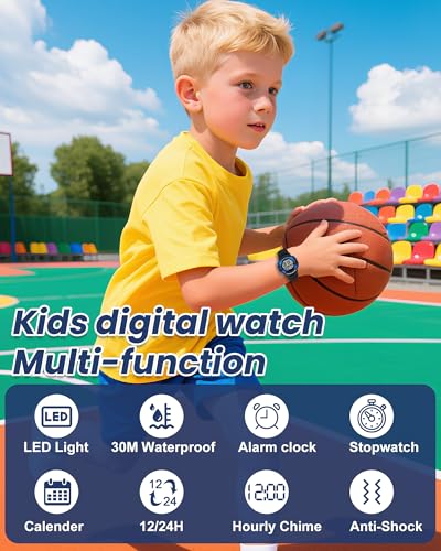 Juboos Kids Watch Digital for Boys Girls 5-12, 3ATM Waterproof LED Colorful Lights Sport Children Watch with Alarm Clock, Stopwatch2