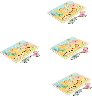 ibasenice 4 Conjuntos De Placa De Mão Do Bebê Brinquedos De Madeira Crianças Brinquedos Educativos Da Criança Brinquedos De Animais Forma De Madeira Quebra-Cabeça Forma Geométrica Jigsaw