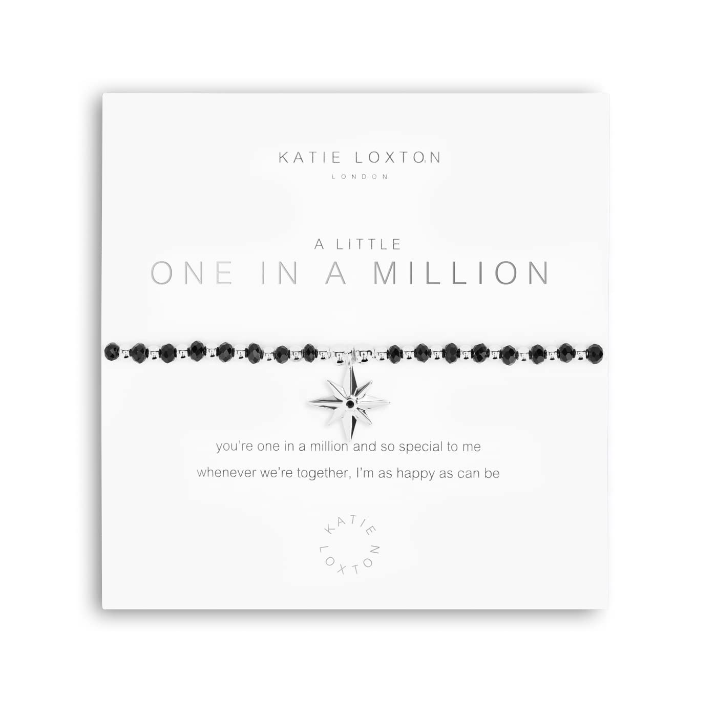 Katie Loxton Color Pop A Little One In A Million Womens Black Crystal Color Silver Plated 7 Inch Stretch Band Fashion Charm Bracelet Star, 7 Inch Stretch, Metal, not known