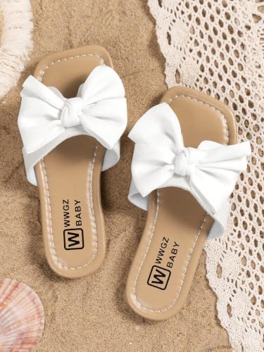 Image of GORGLITTER Girl's Bow Sandals Round Open Toe Slip on Beach Summer Shoes