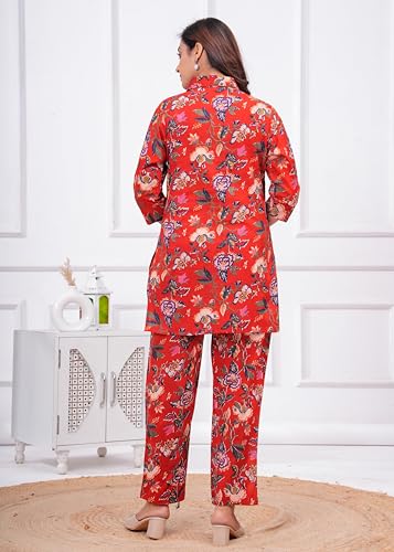 Image of Nevisha Style Printed Cotton Co-ord Set For Women's | Kurta With Pant Set For Women's | Cotton Co-ord Set For Women's