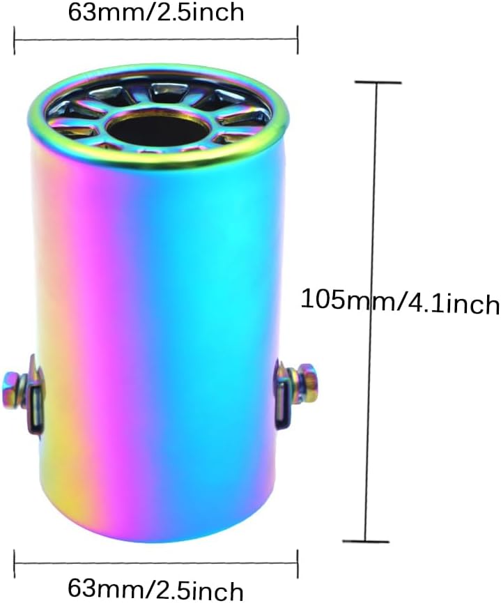 Car Exhaust Tips 2.5 Inch Inlet, Straight Exhaust Tip Tailpipe End Car Exhaust Pipe Flue Muffler Tip Pipe, Tailpipe Exhaust Tip Auto Accessories (Colorful) image 2