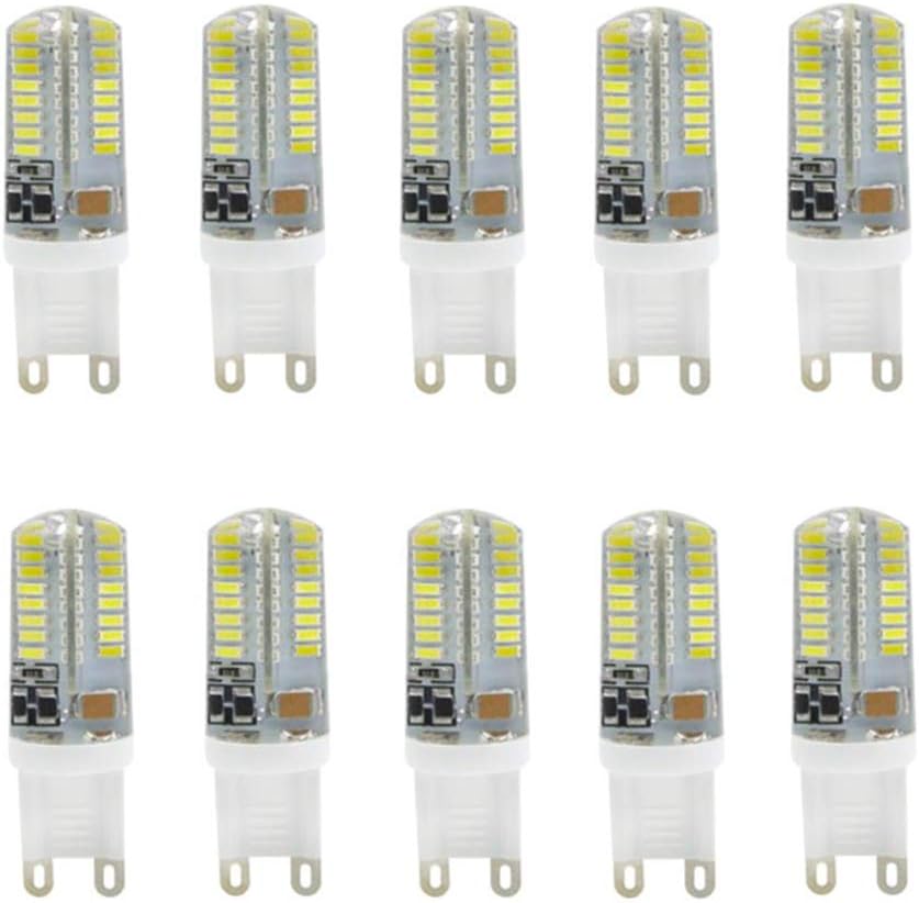 G9 LED Bulbs 3W (25W Halogen Equivalent) G9 Silicone Corn lamp for Home Lighting Ceiling Fan Light Fixture Chandeliers,AC 110V,G9 Base Bi-pin,Cool White 6000K,64 LED 3014SMD,10 Pack