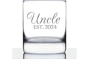 Uncle Est 2024 - Whiskey Rocks Glass Gift for First Time Uncles