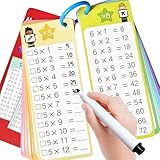 Kiadekoce Multiplication Flash Cards 0-12, 15PCS Times Table Flash Cards Chart, with Dry Erase Markers Sorting Ring, 1st, 2nd, 3rd Grades Educational Math Multiplication Game for Kids Classroom Home