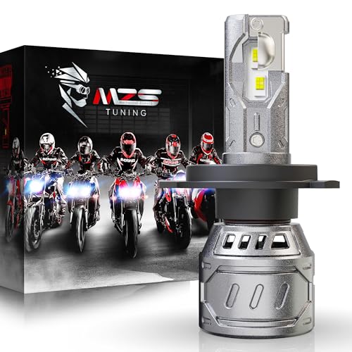MZS H4/9003 Bulb for Motorcycle, H4 Fog Bulb 400% Brighter, 6500K Cool White, Fast-Cool, Plug and Play, Powersport Light, Pack of 1