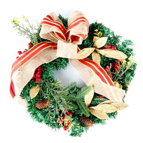 ZENO Christmas Wreath | Golden Christmas Door Wreath with Pine Cones & Berries