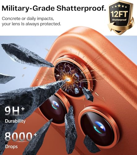 Image of Premium Camera Lens Protector Compatible For iPhone 17 Pro Max (Orange) Camera Lens Protector - 9H Tempered Glass, Military-Grade Anti-Scratch, Case-Friendly, Easy Install Frame