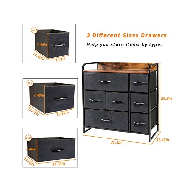Kamiler 7 Drawer Dresser,3Tier Storage Organizer,Chest of Drawers for