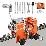 Chainsaw Sharpener Jig Kit, Portable Chain Saw Sharpener Tool with 5 Sharpening Steels & Cleaning Brush for 4"-22" Chain Saw, Hand Crank Chainsaw Sharpening Accessories for Garden Worker