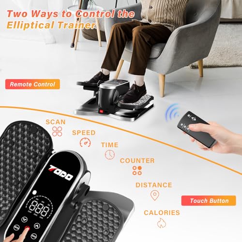 TODO Mini Under Desk Elliptical Machine, Elliptical Pedal Exerciser for Home, Cross Trainer with Remote Control & Non-Slip Pad, 12 Adjustable Speed, Low Impact, Portable - Image 5