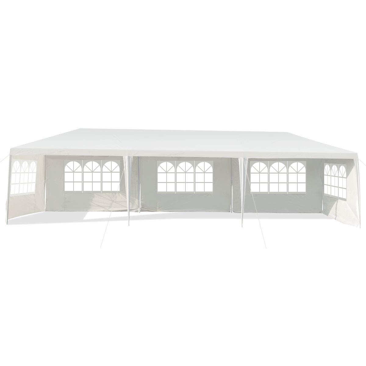 COSTWAY Gazebo da Giardino 3 x 9 m, Tendone per Feste con 5 Pannelli Laterali Rimovibili, Impermeabile Protezione UV, per Matrimonio Eventi e Barbecue