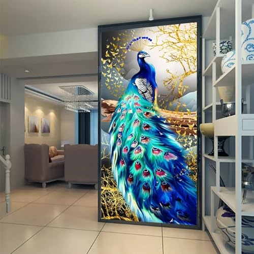 Décoration murale paon bleu affiche salon grand format