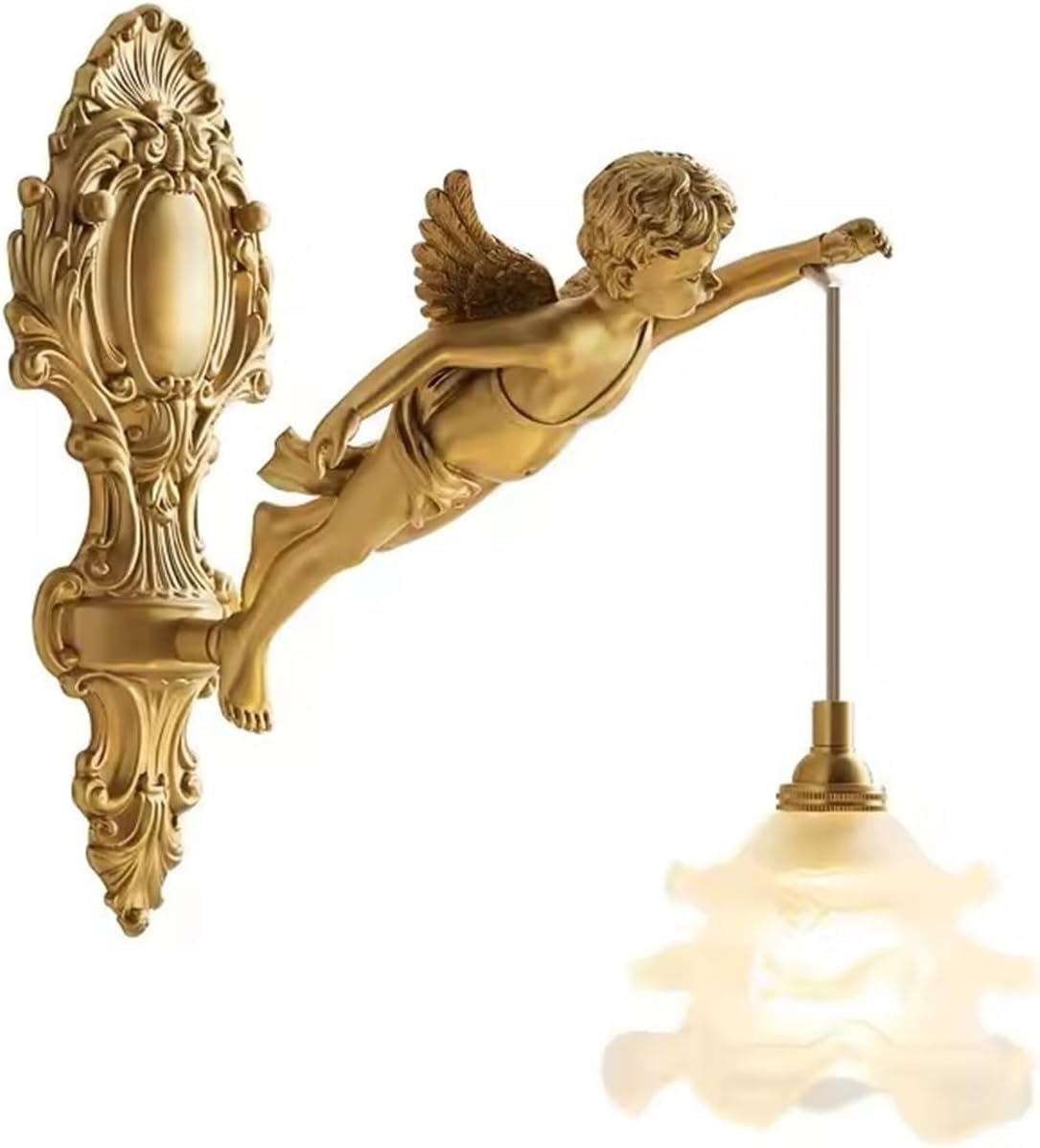 CWCQGH Vintage Copper Flower Crystal Wall Lamp Corridor Porch Balcony Bedside Lighting,Cool(5500-7000K)-Flower Right