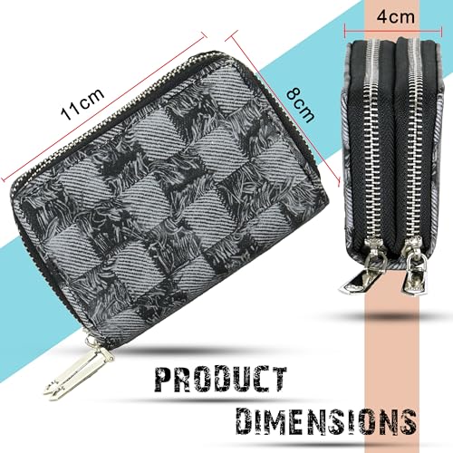 Image of Storite 9 Slot RFID Dual Zipper Wallet PU Leather Credit Debit Card Holder Wallet Money Zipper Coin Purse for Girls & Women - (Grey /Black-8 x11 x 4 cm)