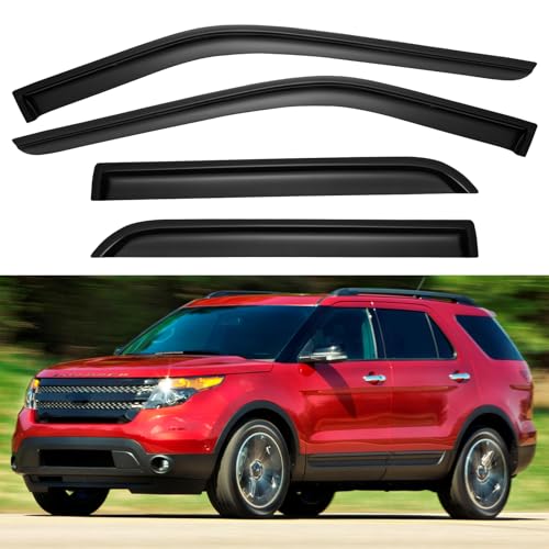 Image of Window Visors Rain Guards Shield for 2011-2019 Ford Explorer, Out-Channel Window Vent Wind Deflectors Visors Shades for 11 12 13 14 15 16 17 18 19 Explorer