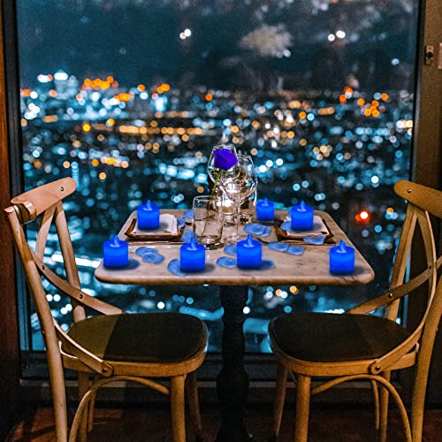 Lanker 500 Pcs Blue Artificial Rose Petals With 24 Pcs Bright Flickering Blue Flameless Led Tea Lights Candles For Valentine's Day And Romantic Occasions (Blue Lights With Blue Rose Petals) #TOP2