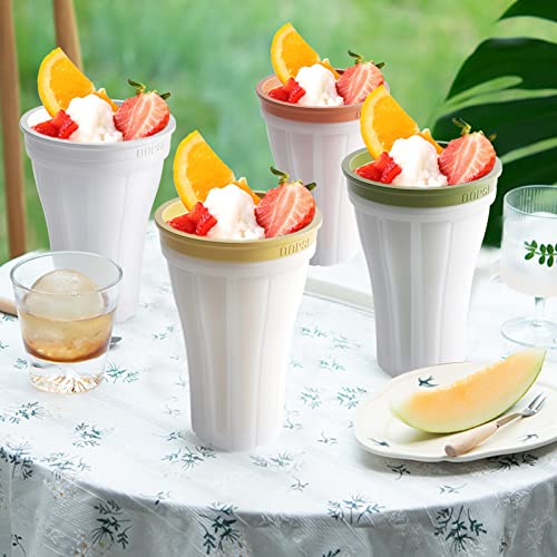 FONDUO Slushy Maker Cup Slush Ice Becher Selber Machen Smoothie aus Silikon Cooling mit Wasserstandslinie DIY Cups für Kinder Und Familie (Grün) – Bild 5