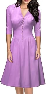 فستان بلون موف مع ازرار غولد للنساء