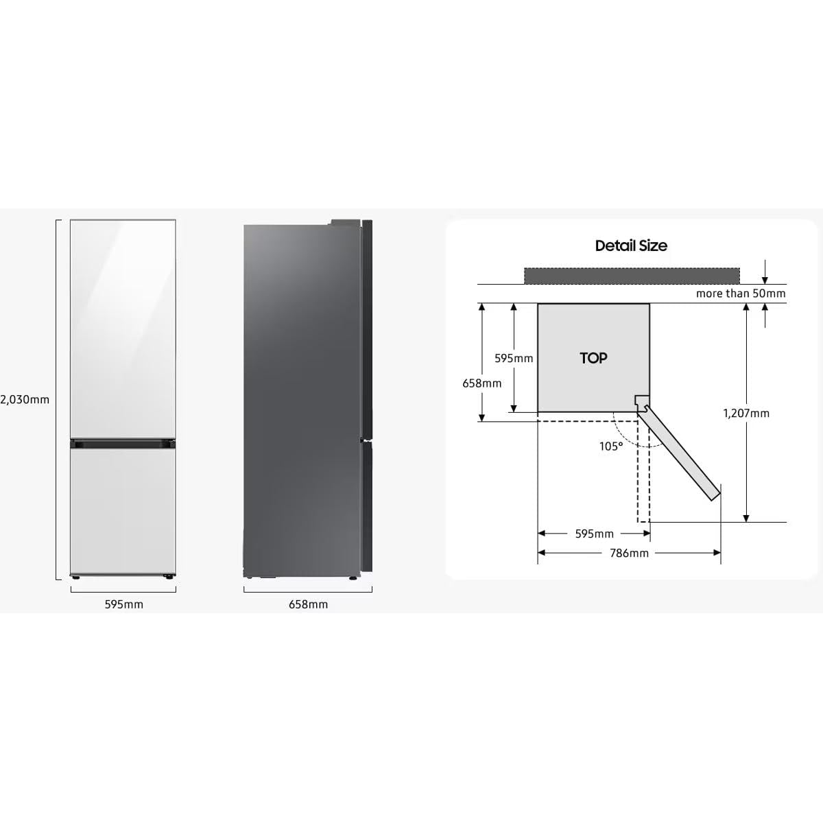 SAMSUNG Frigorífico Combi RB38C7B6AS9_EF Clase A No Frost 2.03x59.5x65.8 Libre instalación Acero Inoxidable