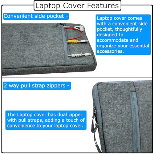 Image of Laptop Sleeve for 15.6 inch Laptop, Set of 2 Grey Fabric Sleeves (15.6)