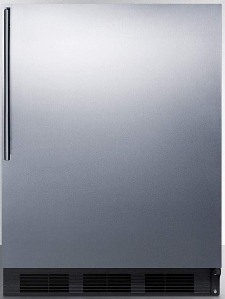 Summit Appliance AL752BKSSHV Freestanding ADA Compliant 24" Wide 5.5 Cu.Ft. All-Refrigerator for General Purpose Use with Auto Defrost, Stainless Steel Door, Thin Handle and Black Cabinet