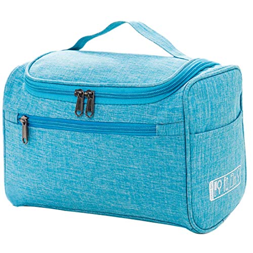CALIBAN Bolsa de Cosméticos Azul Doble Cierre de Cremallera Mujeres Funda Cosmética Organizador de Viaje Portátil Esteticista Esencial Damas Maquillaje Paquete