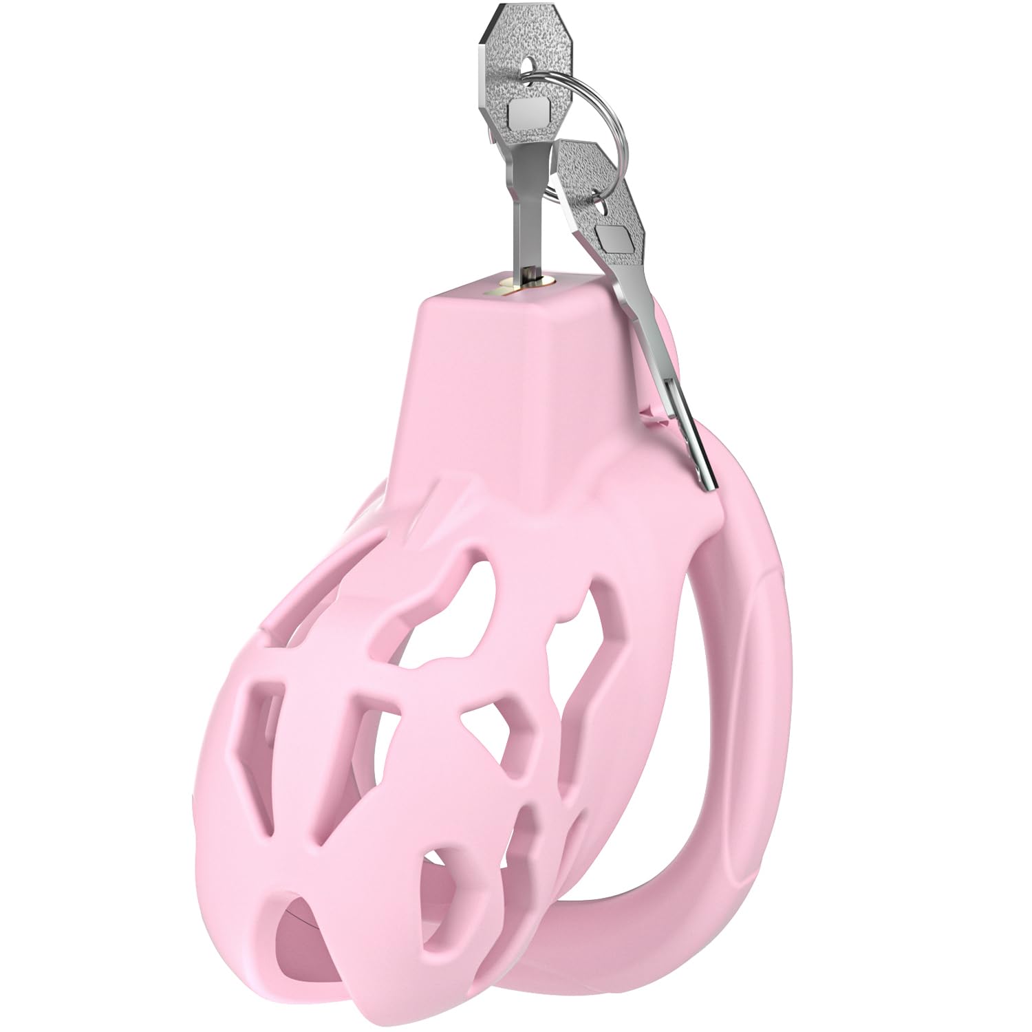 Vikkiy Male Chastity Cage, Chastity Devices with 5 Sizes Rings Pink Small