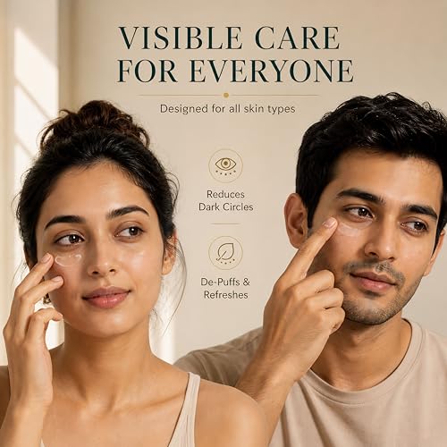Image of Under Eye Gel for Dark Circles, Puffiness & Wrinkle Repair | Ayurvedic Soothing Eye Cream for Women & Men | Organic Cooling Anti-Aging Treatment | Kumkumadi Tailam & Saffron | 15g