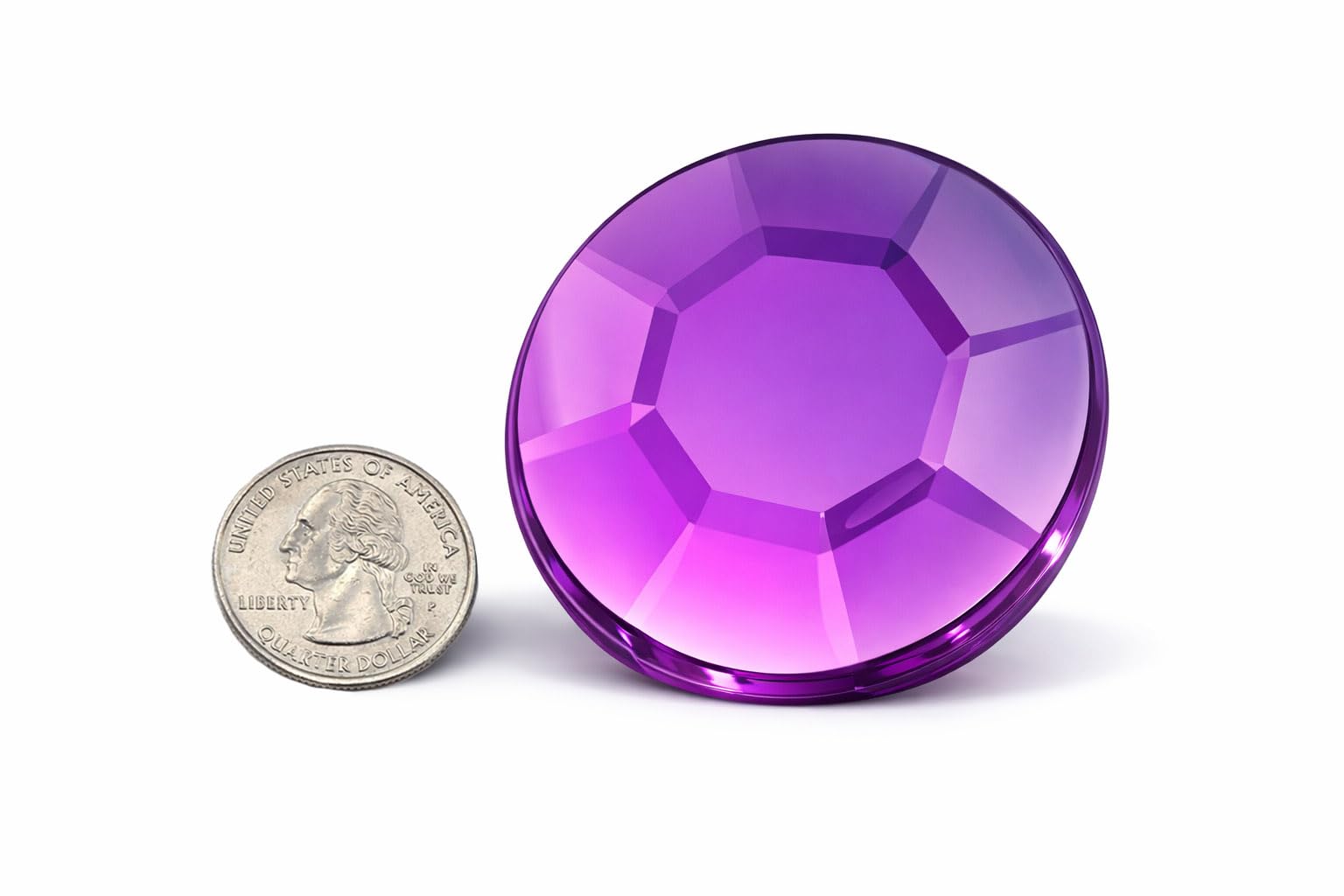 Allstarco Purple Amethyst H105 60Mm Large Acrylic Flat Back Rhinestones For Cosplay Costume Making, Props Embelishments Plastic Gems Decor Jewels - 2 Pieces