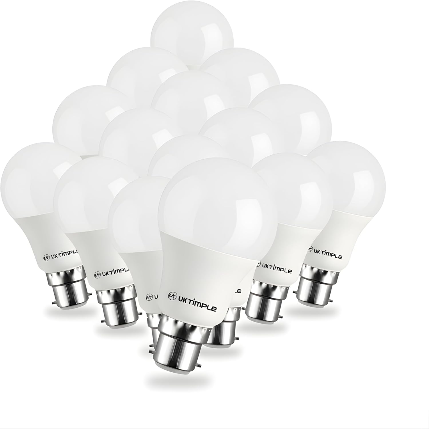 Uk Timple B22 LED Light Bulb, High Brightness, Cool White 4000K, 9W Bulb = 90W Halogen, A60 Cap GLS 980LM 86% Energy Saving Lightbulbs, Non-Dimmable, Ra ≥ 80-25000hrs Life - 10 Pack
