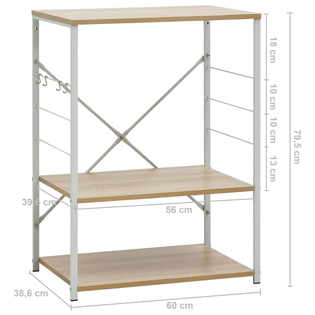 Mikrowellenregal Weiß Eiche 60×39,6×79,5 cm Holzwerkstoff,Heim & Garten,Küche & Esszimmer,Küchenhelfer & -utensilien,Küchenorganizer,Küchenutensilienhalter & -ablagen,Weiß,9.3 kg-288237