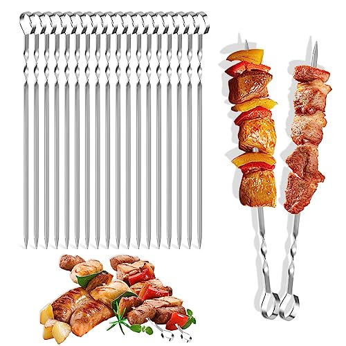 Grillspieße Edelstahl 20er Set - 35cm Mit Ölpinsel Für BBQ