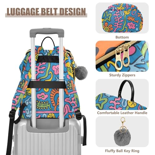 KLL Brightly Colored Abstract Object Women Backpack Stylish Lightweight Travel Bag Ladies Shoulder Bag for Gym Shopping Travel4