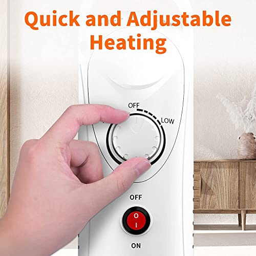 Oil Filled Radiator Heater, 700W Electric Space Heater With Thermostat, Overheat Protection, Portable Radiant Heater For Indoor Use, Quiet Indoor Portable Heater For Home And Office #TOP2