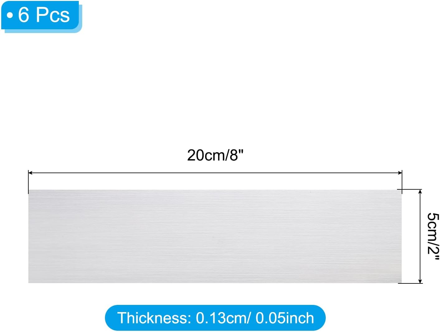 PATIKIL 8"x2" Blank Name Plates, 6 Pack Custom Engraved Name Plate Rectangle Laser Engraving Blanks for Personalized Nameplates Office Desk DIY Painting Supplies, Silver, Black image 2