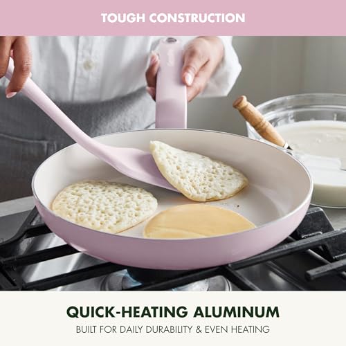 Image of GreenPan Rio Advanced 10 inch and 12 inch Frying Pan Skillet Set, Ceramic Nonstick PFAS-Free Pans, Induction Ready, Dishwasher and Oven Safe, Pink