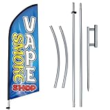 Vape Smoke Shop Advertising Swooper Flag Banner, 11Ft Smoke Vape Feather Flag with Flag Pole and Ground Stake, Advertising Feather Banner Sign for Smoke Vape Business