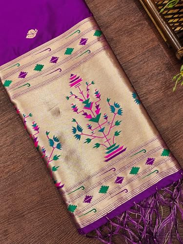 Image of DEVANGI Women's Woven Paithani Banarasi Silk Dupatta /Chunni For Women, Floral Print 1 Meter Wide and 2.3 Meter Length Printed Designer Dupatta /Chunni For Girls