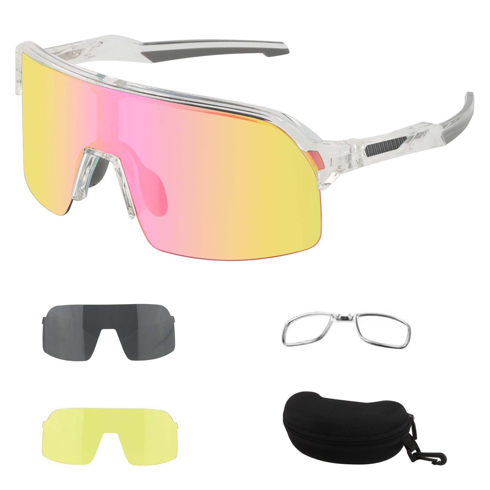 ToopMount Polarized Cycling Glasses, Sports Sunglasses with 3 Interchangeable Lenses
