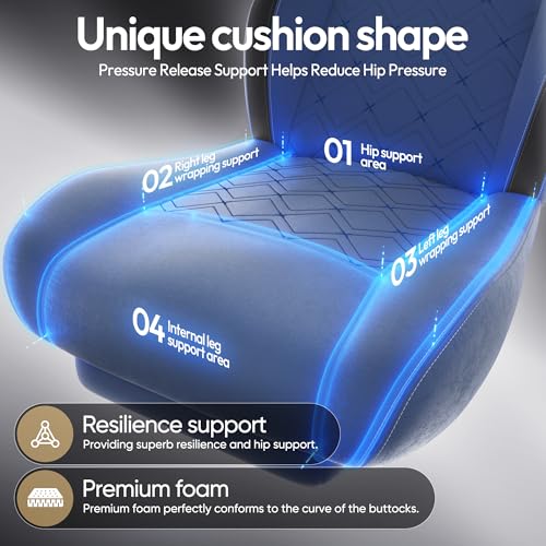 Image of Dowinx Gaming Chair with Heated Massage Lumbar Support,Big and Tall Fabric Gaming Chairs for Adults with Footrest, Ergonomic Computer Game Chair with Poket Spring Cushions, 350lbs, Blue