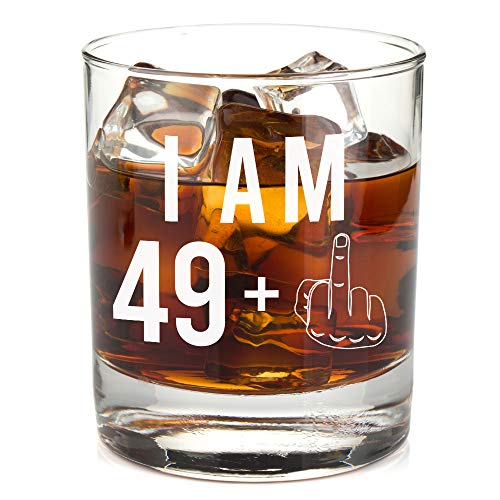 49 + One Middle Finger Whiskey Glass for Men and Women – Funny