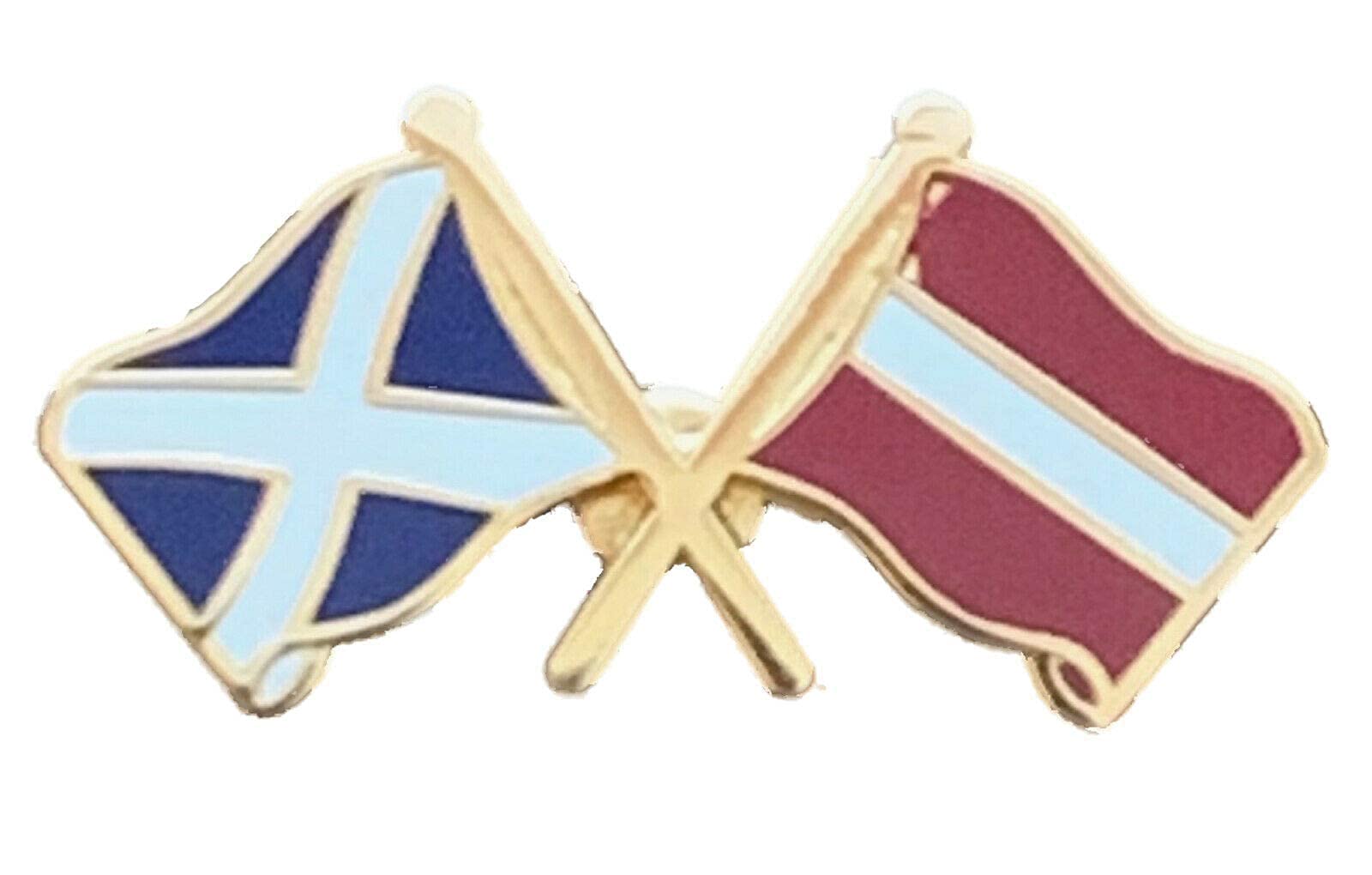 emblems gifts Scotland & Latvia Flags Friendship Courtesy Enamel Lapel Pin Badge T1195