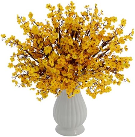 16 Pcs Babys Breath Orange Flowers Artificial Gypsophila Bouquets Real Touch Fake Silk Flowers for Home Office Wedding Restaurant Centerpieces Christmas Party Decor
