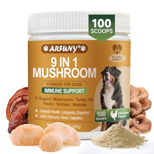 9 in 1 Mushroom Supplement for Dogs Digestive Cellular Immune Health