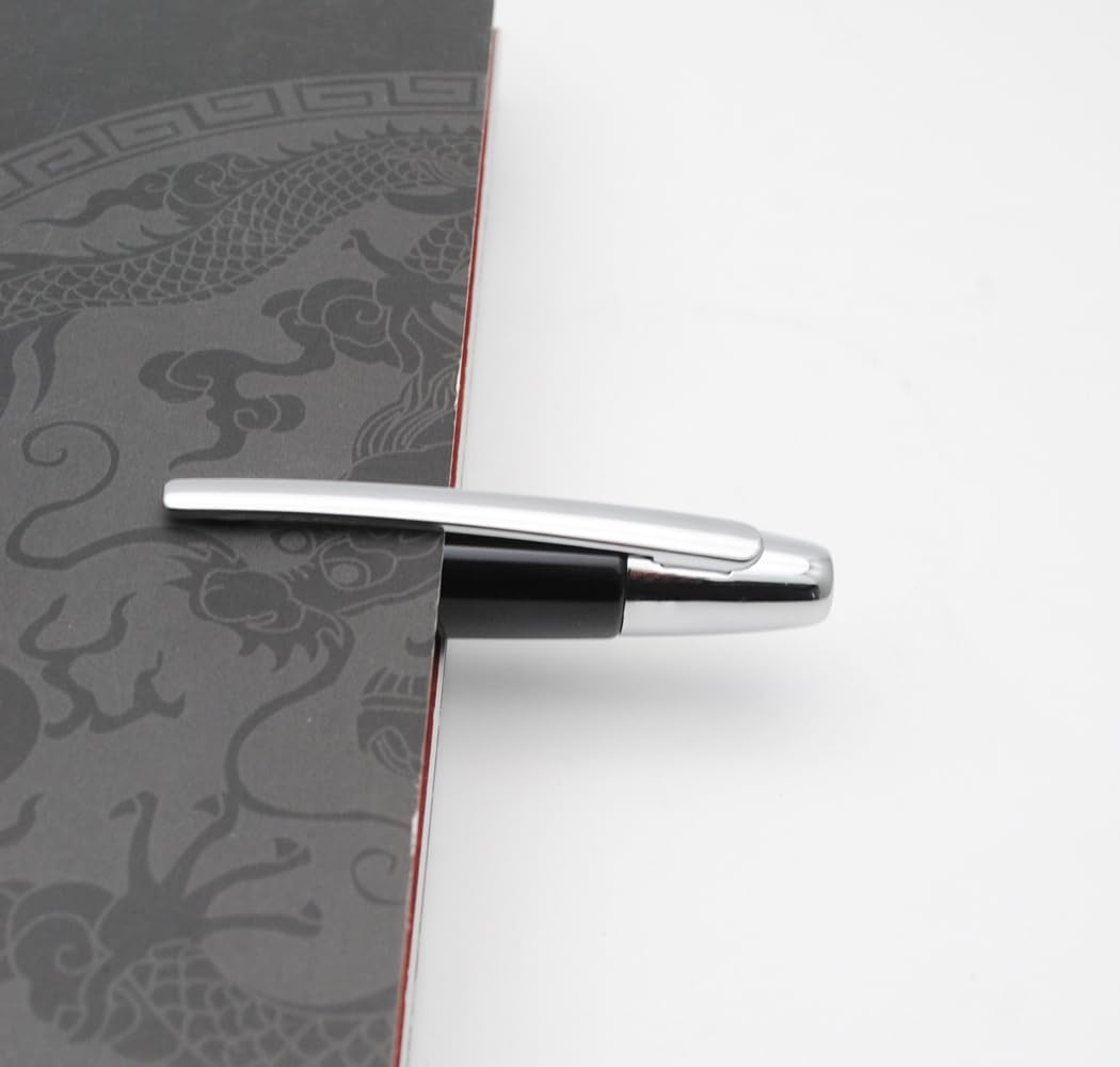 JINHAO 10 Press Fountain Pen Retractable Metal Pen with Ink Converter (Fine Nib, Bright Black) - Image 3