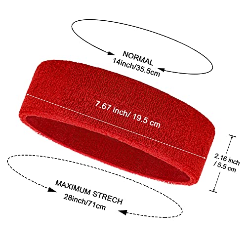 Image of Bememo 12 Pcs Sweatbands Sport Headbands for Men & Women Basketball Headband Sport Competitions Sweat Headbands Running Terry Cloth Moisture Wicking for Yoga,Tennis,Gym,Exercise
