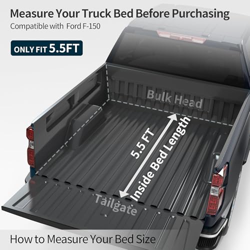 Image of OEDRO FRP Hard Tri-fold Tonneau Cover Fold Truck Bed Covers Fits for Ford F150 F-150 2015-2025 with 5.5 Feet Bed